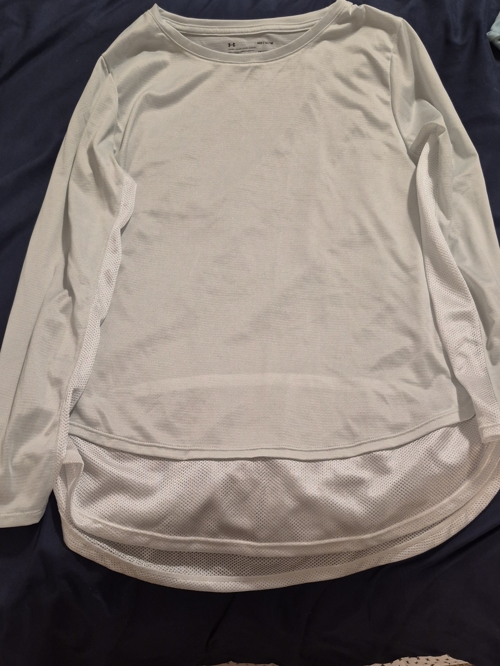 Under Armour White Long-Sleeve Mesh Panel Athletic Top